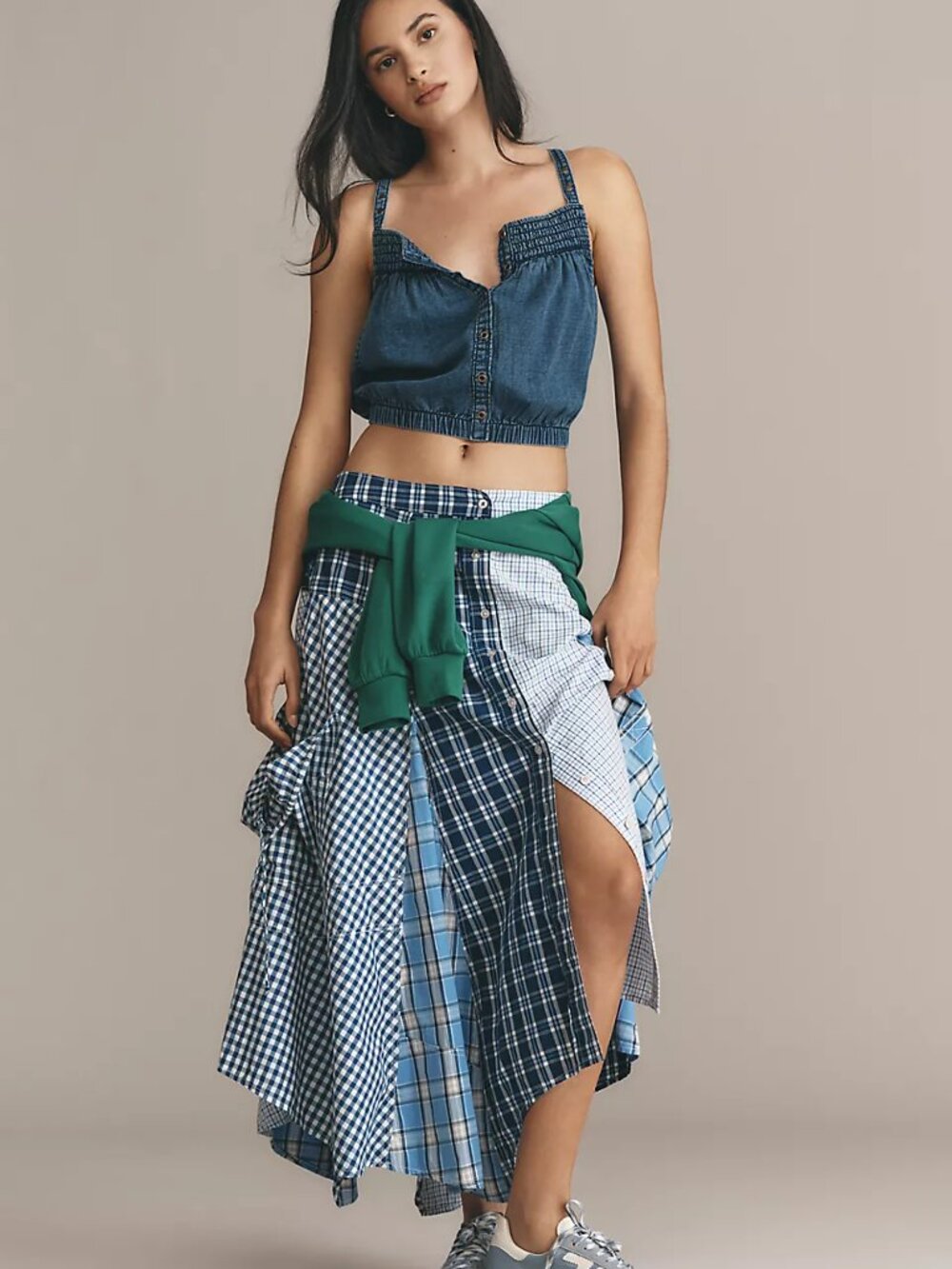 Anthropologie Pilcro anthropologie menswear midi skirt XS navy white Sold out - Picture 3 of 3